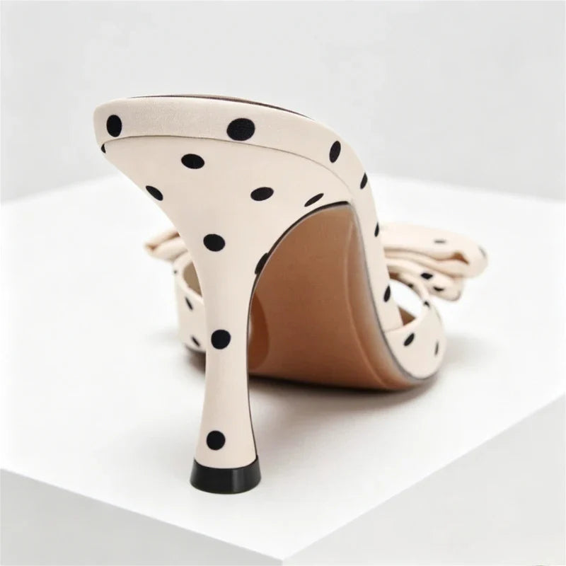 Satin Polka Dot Butterfly Knot Decorative Heel