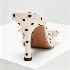Satin Polka Dot Butterfly Knot Decorative Heel