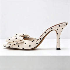 Satin Polka Dot Butterfly Knot Decorative Heel