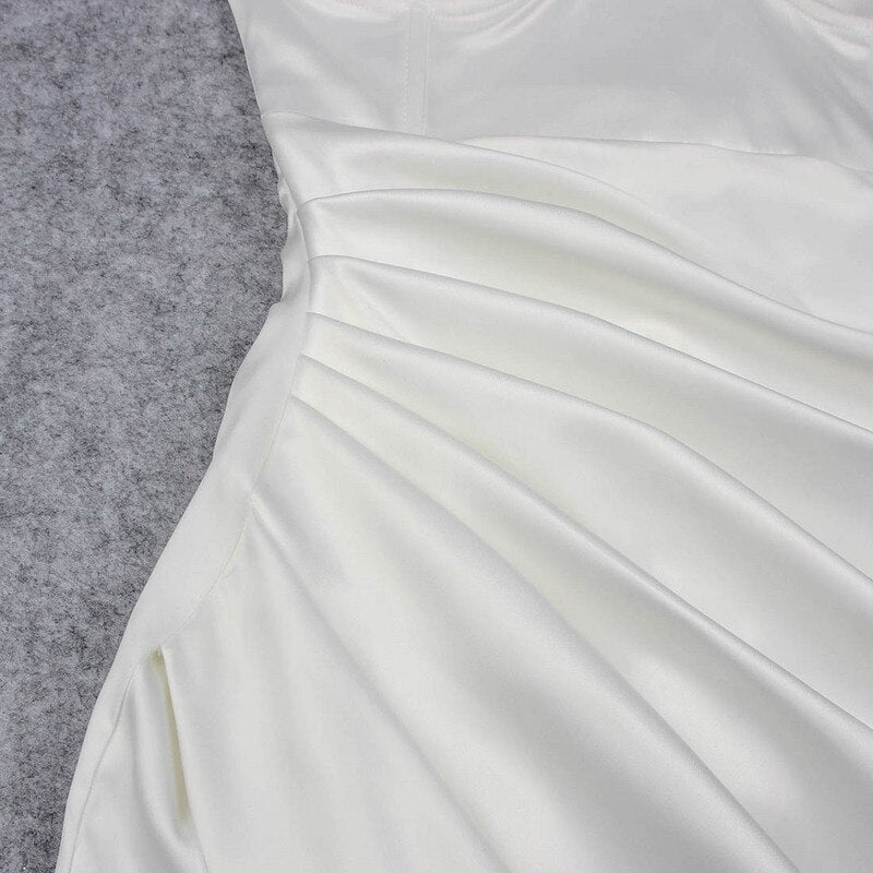 Draped Asymmetrical Satin Spaghetti Strap Split Midi Dresses