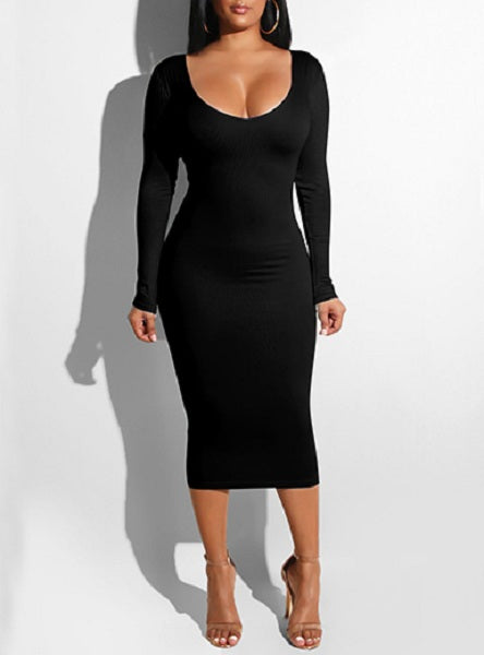 Scoop Front and Back Cut Out Bodycon Dress