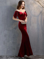 Luxury Mesh Velvet Diamonds O-Neck Wedding Cocktail Evening Dresses