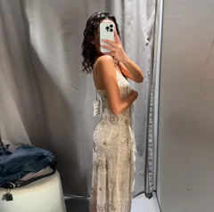 Sequin Backless Sleeveless Ruffle Strap Holiday Party Beachwear Street Dress