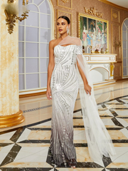 Sequin Mermaid Mesh One Shoulder Cocktail Prom Dress