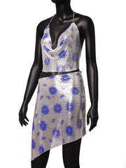 Sequin Printing Spaghetti Strap Nightclub Beach Birthday Party Mini 2 Pcs Sets