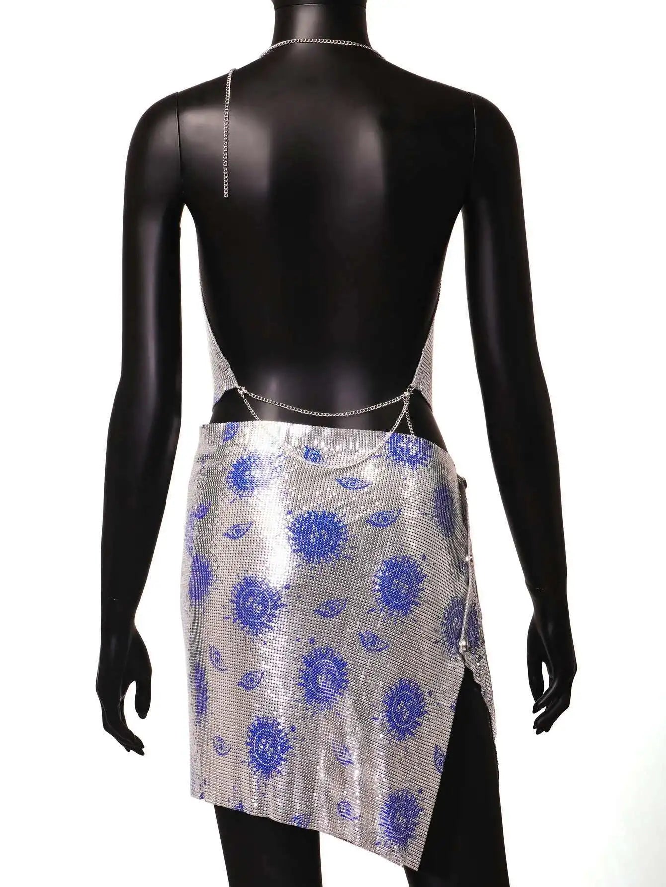 Sequin Printing Spaghetti Strap Nightclub Beach Birthday Party Mini 2 Pcs Sets