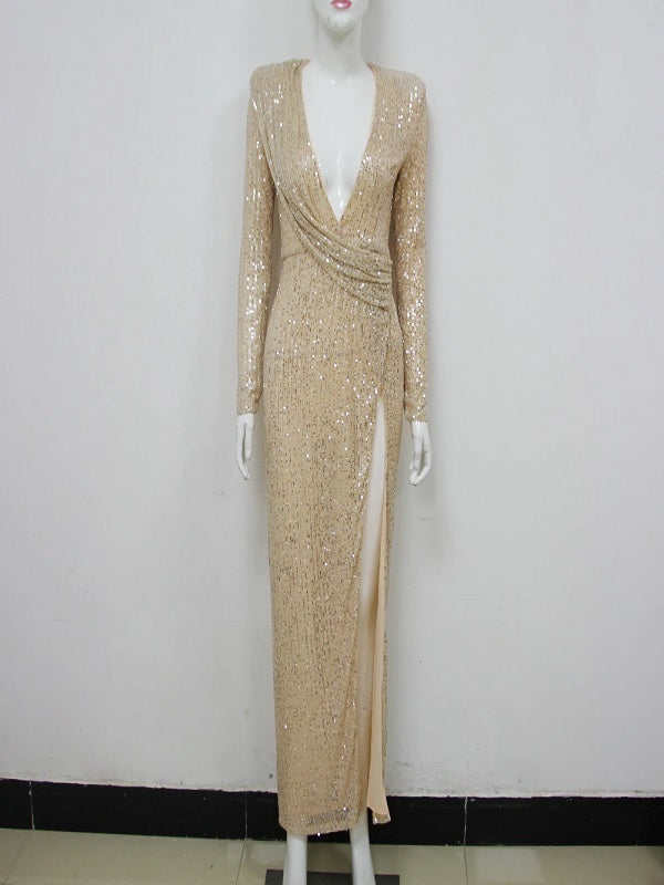 Sequin long sleeve Club Evening Party dress