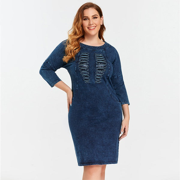 Sequined Glitter Stitching Sleeved Dress