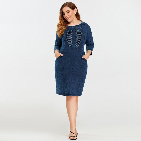 Sequined Glitter Stitching Sleeved Dress