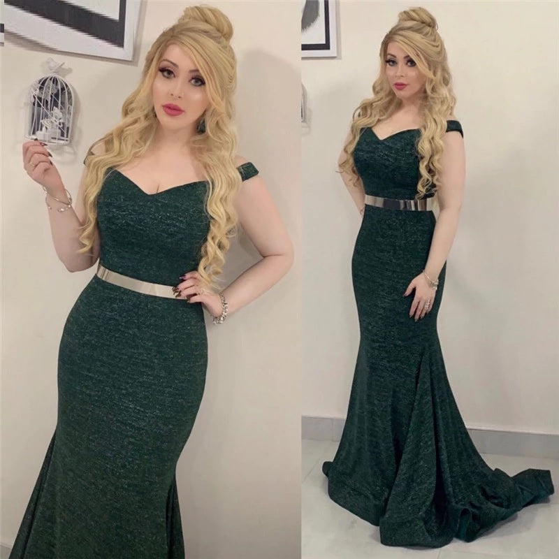 Sequined Off Shoulder Sparkle Evening Dresses