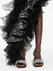 Sequines O Neck Sleeveless High Waist Temperament Dress