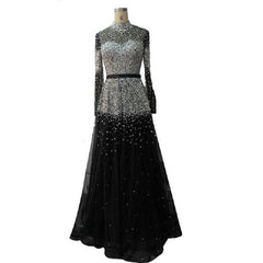 Sequins Sparkle Collar A-Line Evening Dresses