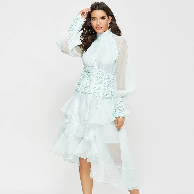 Asymmetry Elegant O-Neck Bohemia Party Maxi Dress