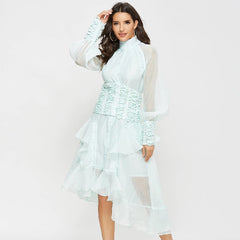 Asymmetry Elegant O-Neck Bohemia Party Maxi Dress