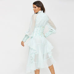 Asymmetry Elegant O-Neck Bohemia Party Maxi Dress