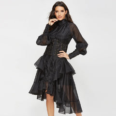 Asymmetry Elegant O-Neck Bohemia Party Maxi Dress