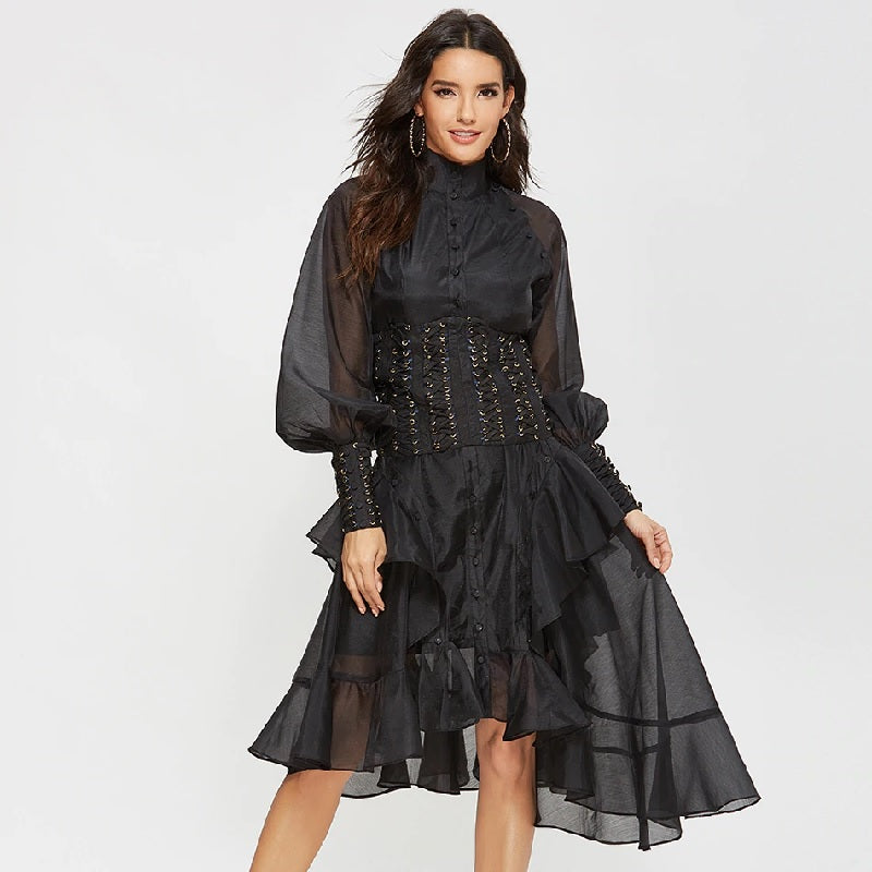 Asymmetry Elegant O-Neck Bohemia Party Maxi Dress