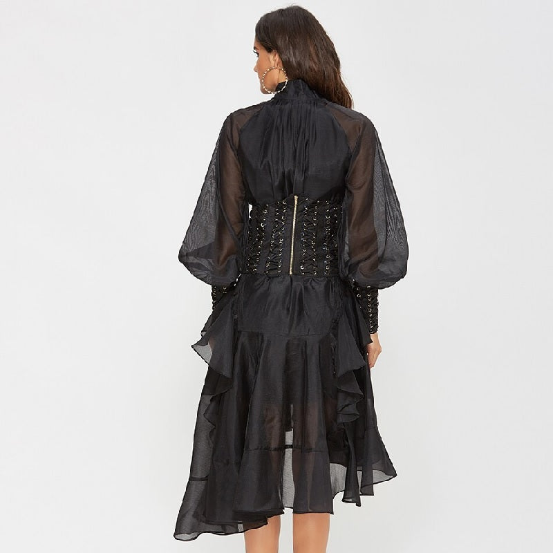 Asymmetry Elegant O-Neck Bohemia Party Maxi Dress