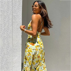 Backless Criss-cross Sleeveless Beach Midi Dress