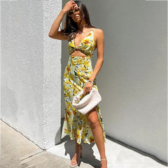 Backless Criss-cross Sleeveless Beach Midi Dress