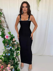Backless Crystal Shiny Maxi Dress