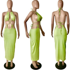 Backless Draped Hollow Night Party Dress