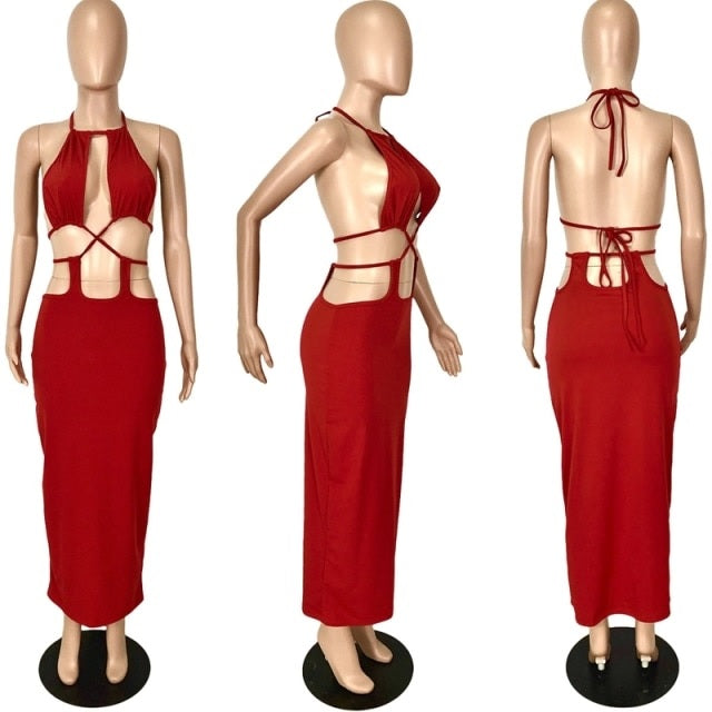 Backless Draped Hollow Night Party Dress