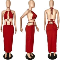 Backless Draped Hollow Night Party Dress