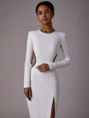 Backless Hollow Out High Slit Maxi Dress