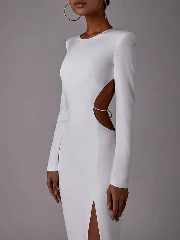 Backless Hollow Out High Slit Maxi Dress