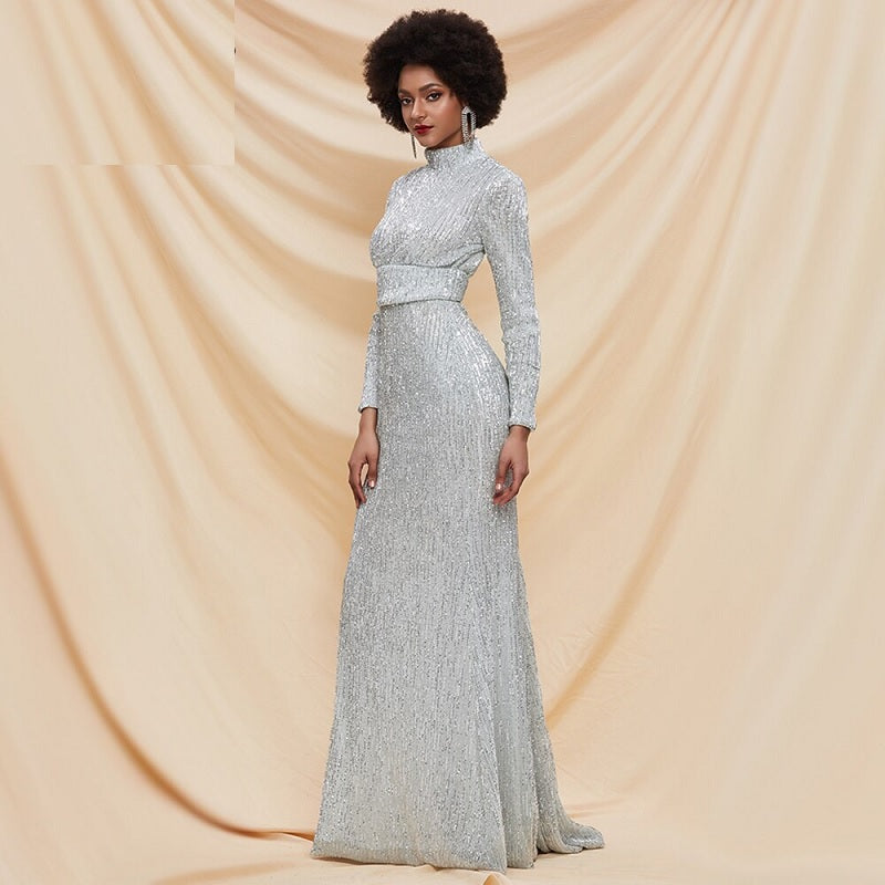 Backless Sequin Elegant Party Maxi Dress