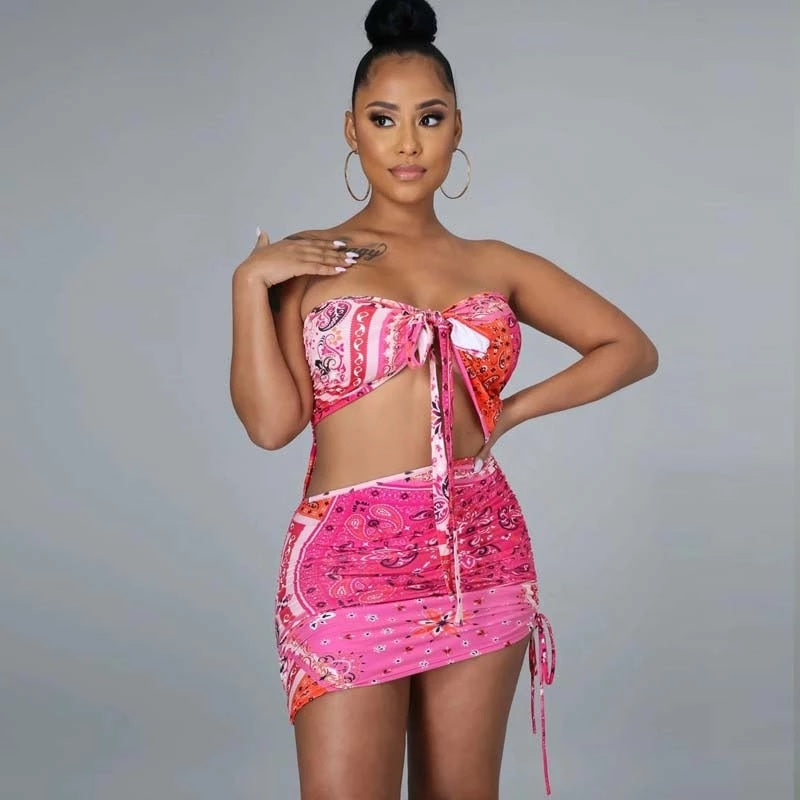 Bandage Sleeveless Printed Street Style Bodycon Mini Dress