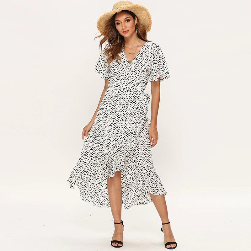 Beach Floral Print Boho Long Split Party Dress
