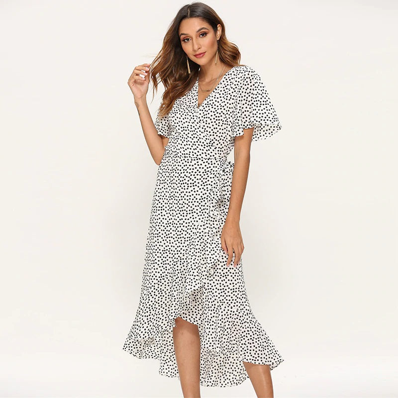 Beach Floral Print Boho Long Split Party Dress