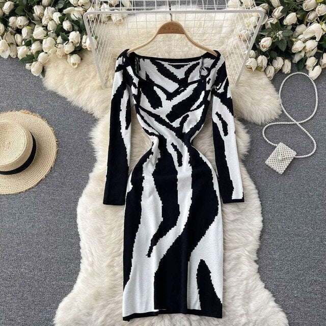 Bodycon Long Sleeve V Neck Sweater Dress