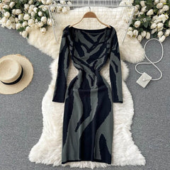 Bodycon Long Sleeve V Neck Sweater Dress