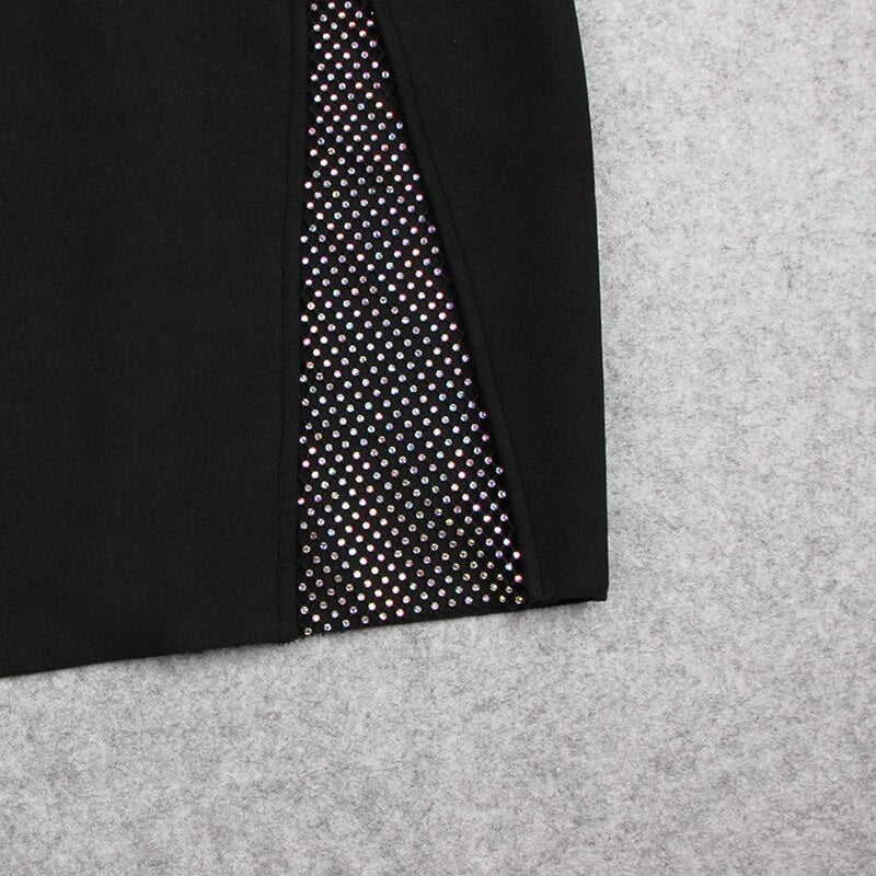 Split Beading V-Neck Nightclub Party Bodycon Mini Dress