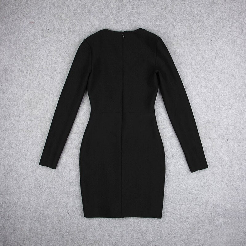 Split Beading V-Neck Nightclub Party Bodycon Mini Dress
