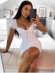 Criss-Cross Off Shoulder Backless Party Mini Bodycon Dresses