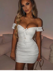 Criss-Cross Off Shoulder Backless Party Mini Bodycon Dresses
