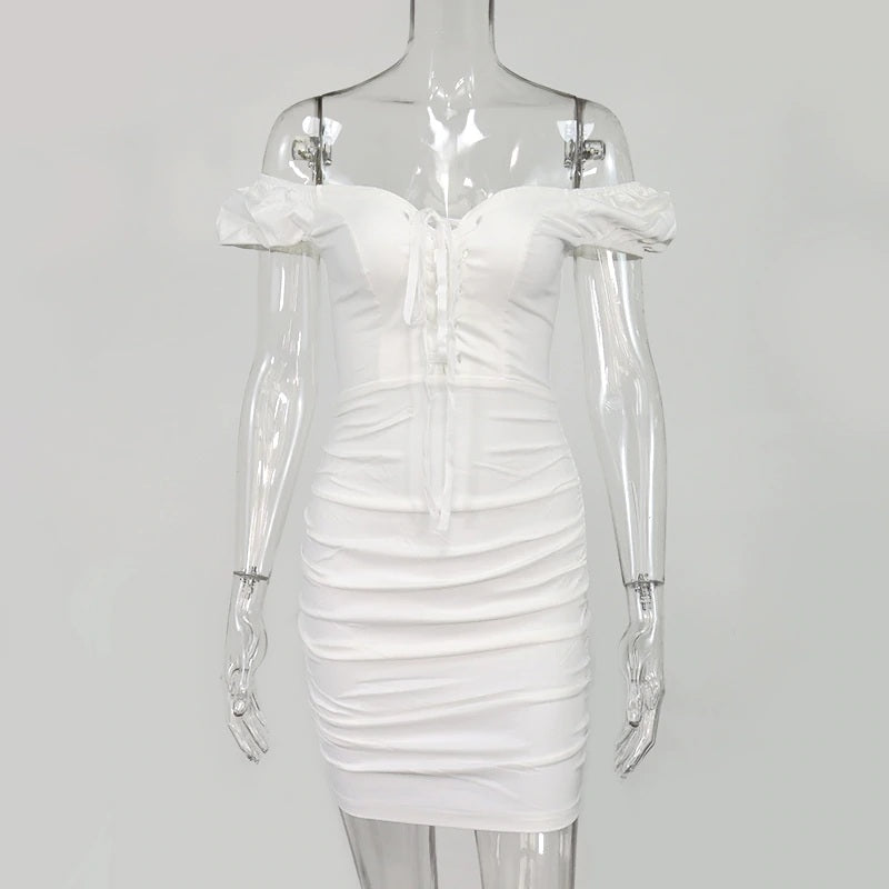 Criss-Cross Off Shoulder Backless Party Mini Bodycon Dresses