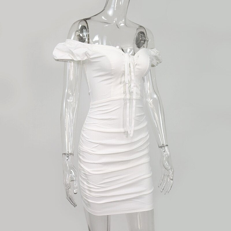 Criss-Cross Off Shoulder Backless Party Mini Bodycon Dresses