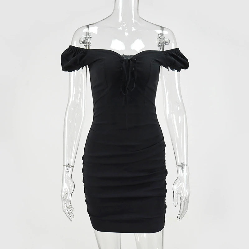Criss-Cross Off Shoulder Backless Party Mini Bodycon Dresses
