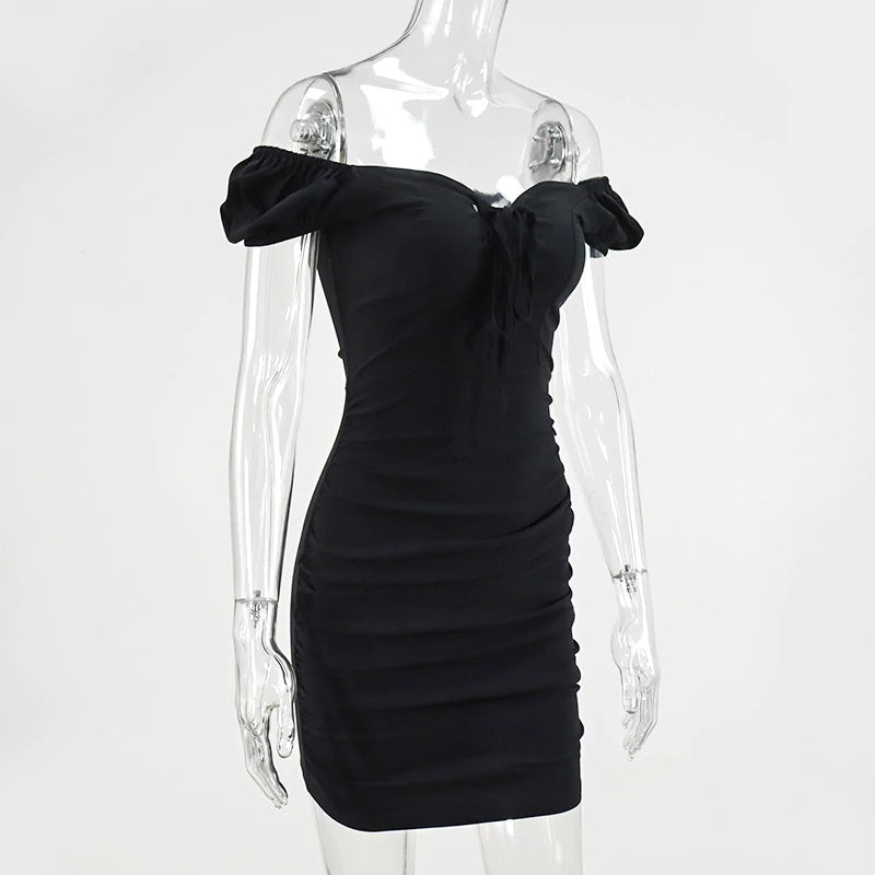 Criss-Cross Off Shoulder Backless Party Mini Bodycon Dresses