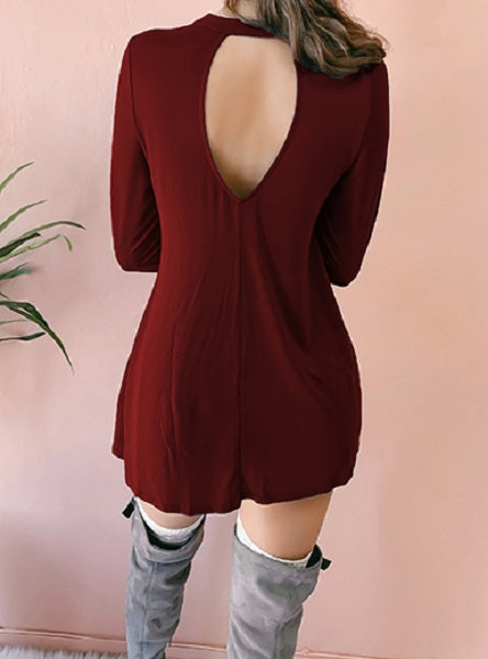 Cross Accent Front and Back Cut Out Choker Dress