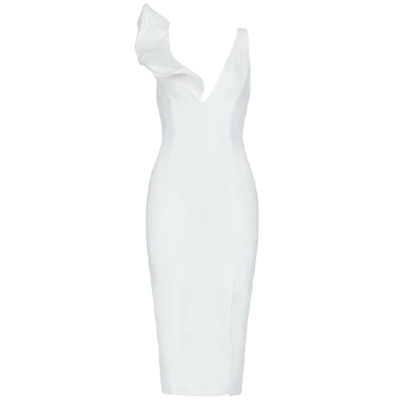 Deep V Neck Tank Club Ruffles Party Dress Vestido