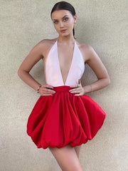 Deep V-neck Halter Dress