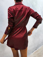 Deep V-neck Long Sleeve Print Mini Dress