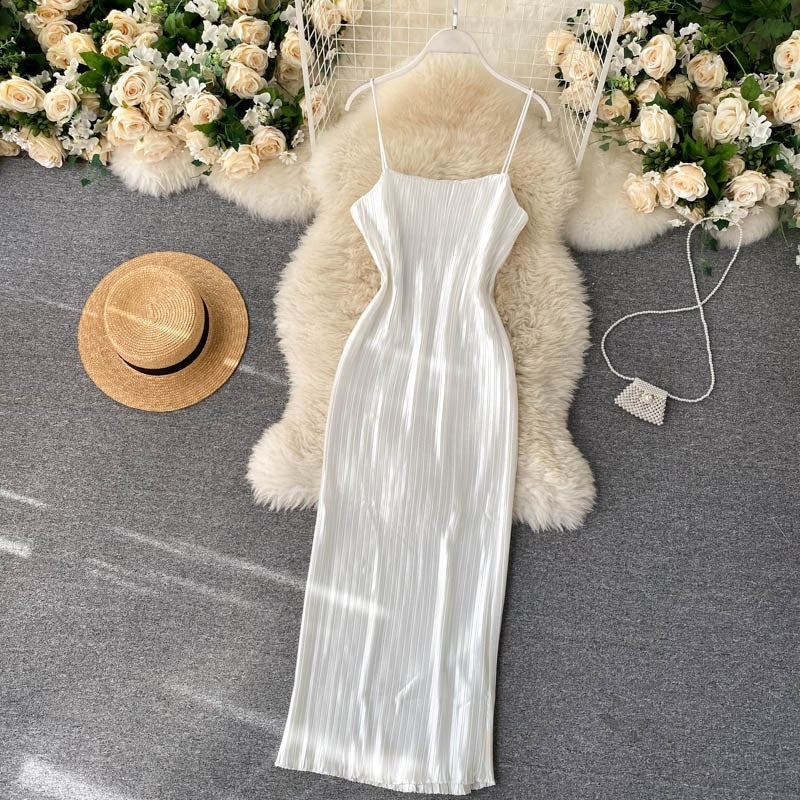 Design Strap Pencil Slim Sleeveless Party Korean Bodycon Dresses