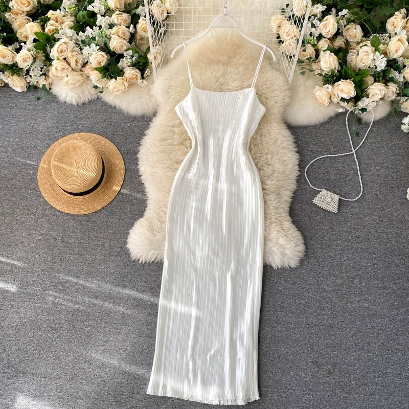 Design Strap Pencil Slim Sleeveless Party Korean Bodycon Dresses